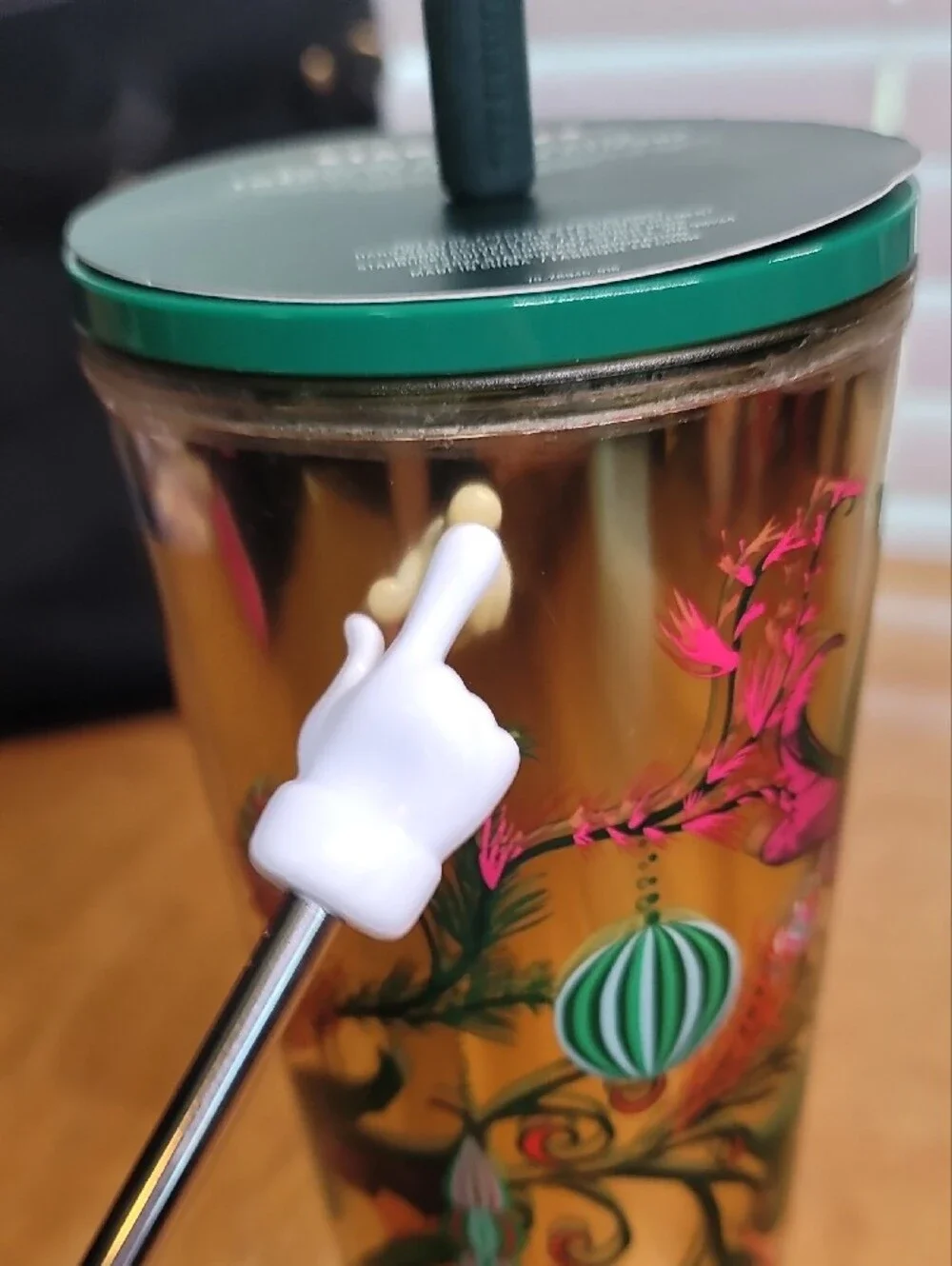 Starbucks 2024 Holiday Gold Mirror Ornament Floral cold cup tumbler (24 oz)